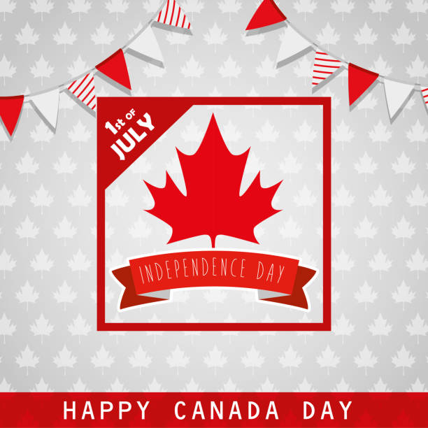 istock label with canada leaf and ribbon with party banner 1151868118