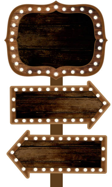 istock Country wooden signboard and lights 1151868998