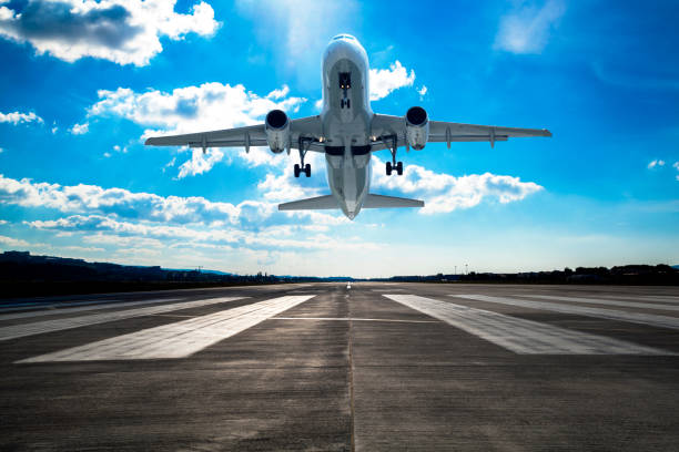 istock Passenger airplane taking off 1151870187