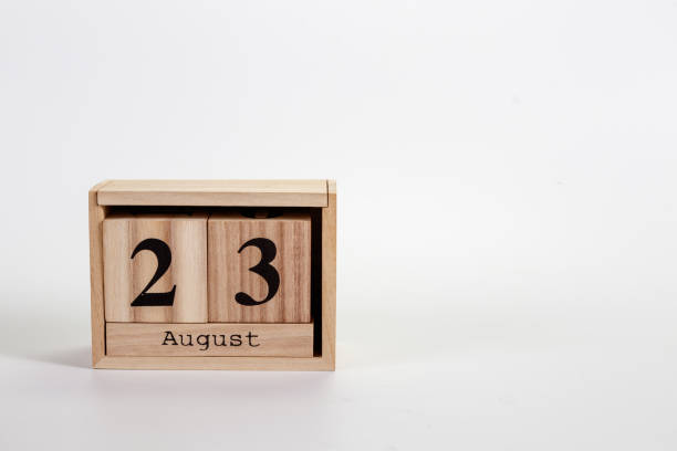 istock Wooden calendar August 23 on a white background 1151871196