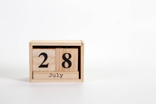 istock Wooden calendar July 28 on a white background 1151871285