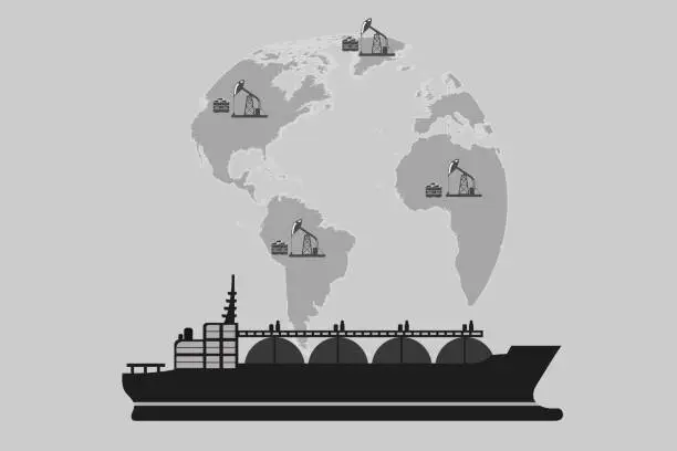 Vector illustration of Pump Jack and Oil Refinery