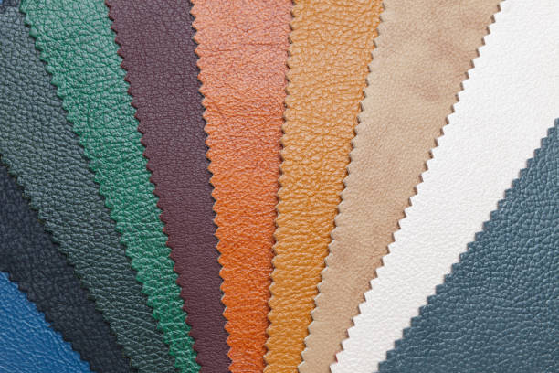 istock Samples of natural, textured, multi-colored leather. Top view. 1151872350
