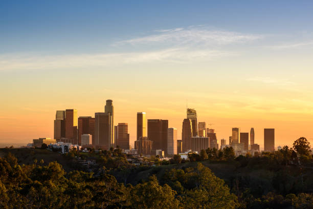 istock Downtown Los Angeles skyline at sunset 1151874435