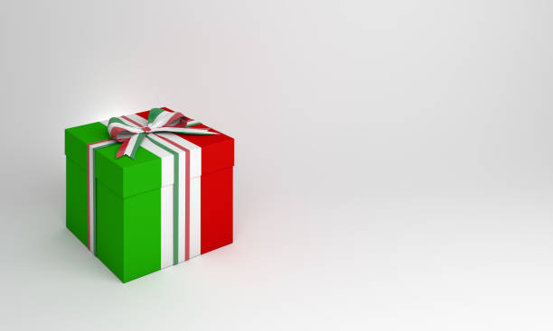 istock Gift box with Italian flag color on studio lighting white background. 1151877367