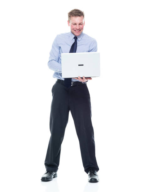 istock Handsome caucasian businessman in nice clothing - using a laptop 1151880300