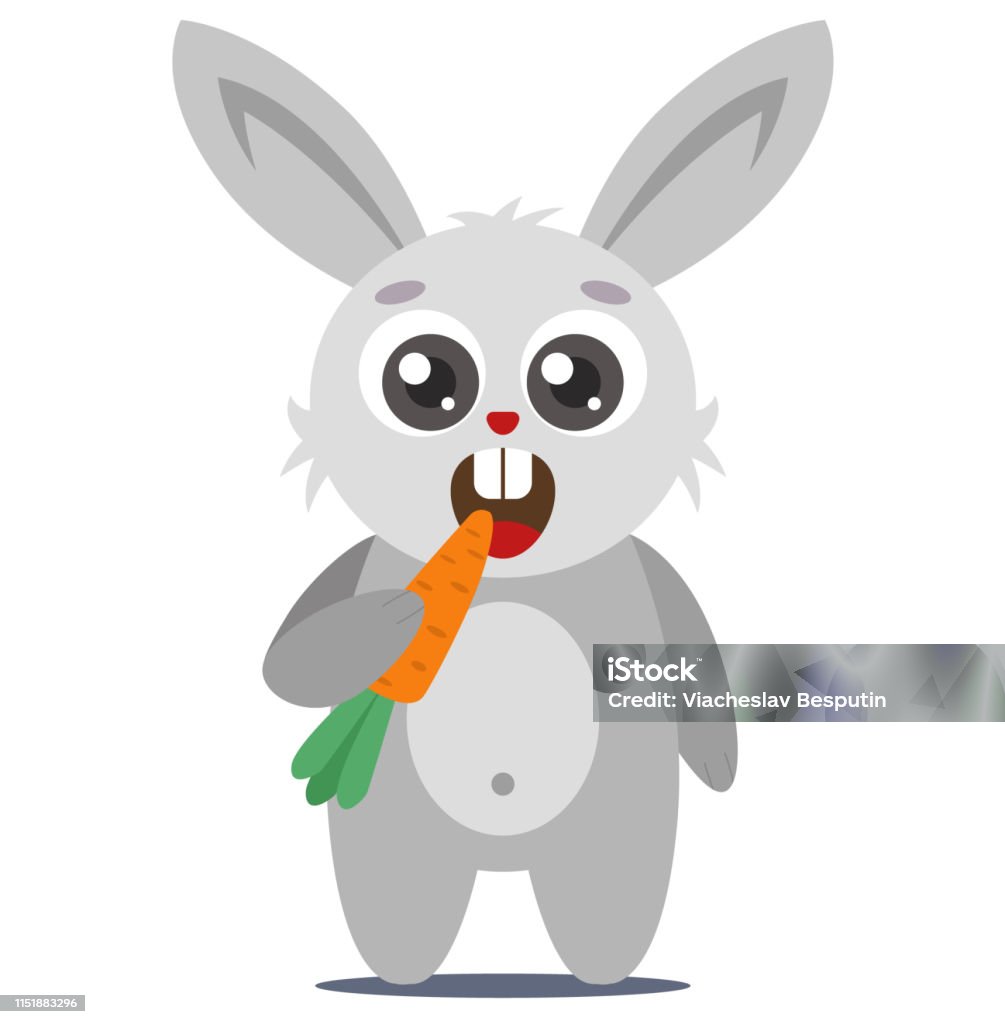 Một Con Thỏ Trẻ Dễ Thương Cầm Một Củ Cà Rốt Trong Bàn Chân Và Nhấm ...