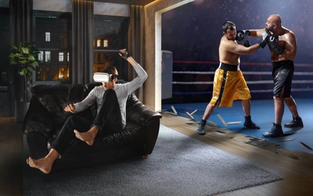 istock Man in VR Glasses. Virtual Reality with Boxing 1151886590