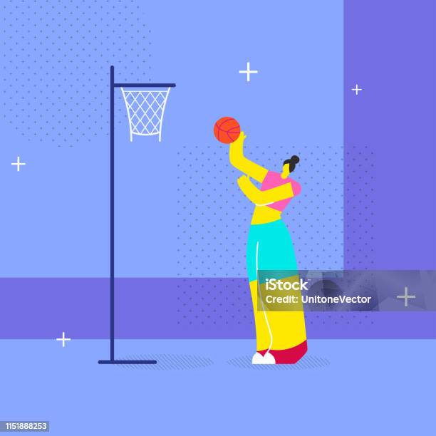 Female Basketball Player Flat Vector Illustration Stock Illustration - Download Image Now - Sparse, Abstract, Activity