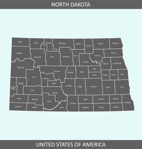 illustrations, cliparts, dessins animés et icônes de carte des comtés du dakota du nord - virginie état des états unis