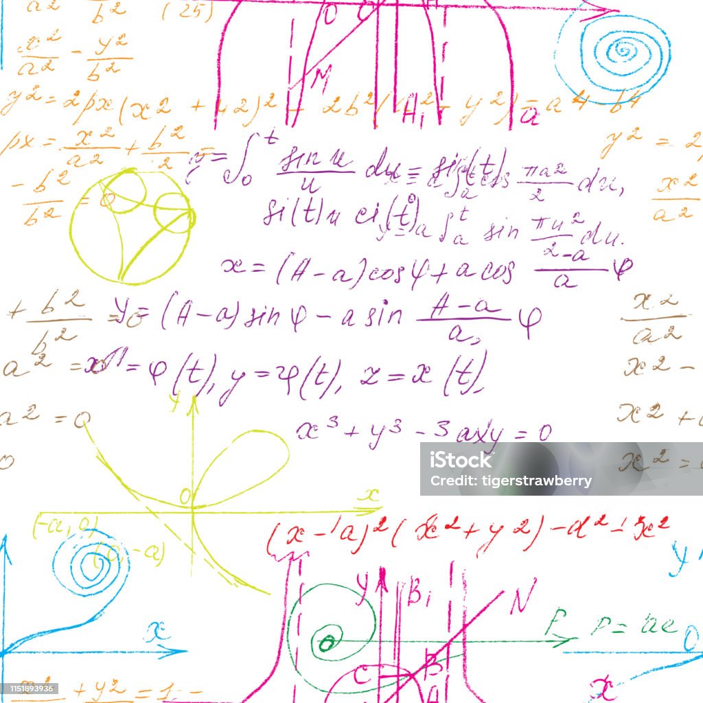 Math Formulas Texture Mathematical Seamless Texture In Colour With Handwritten Math Algebra ...