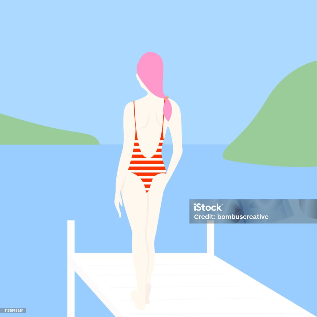 Women watching the view from the beach Women stock vector