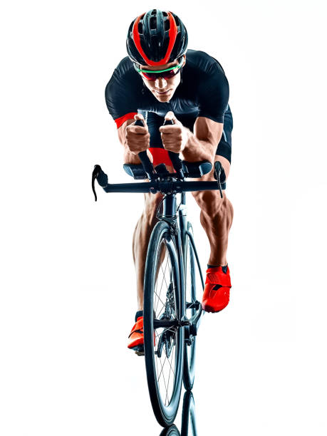 istock triathlete triathlon Cyclist cycling silhouette isolated white background 1151898772
