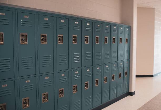Middle School Lockers stock photo