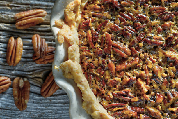 istock Pecan pie fresh from the oven served on a  rustic table top 1151901551