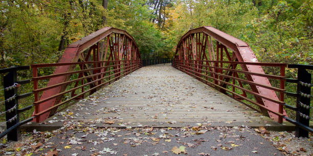 istock Old Wood and Red Steel Bridge 1151903278