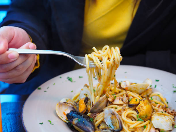 istock spaghetti seafood, famous food in Italy. 1151904232