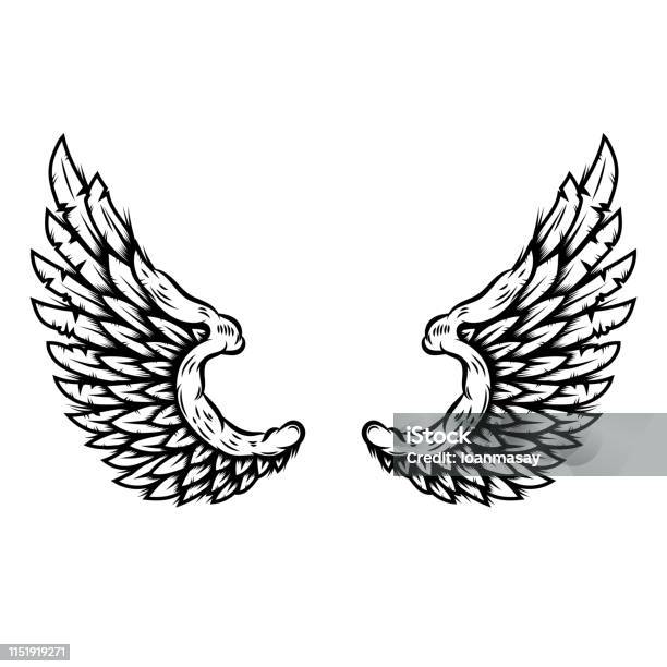 Eagle Wings In Tattoo Style Isolated On White Background Design Element For Poster T Shirt Card Emblem Sign Badge Vector Illustration Stock Illustration - Download Image Now
