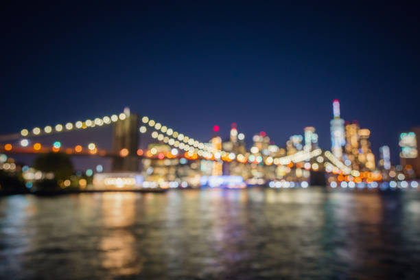 istock Defocused view of Brooklyn Bridge at night 1151919473