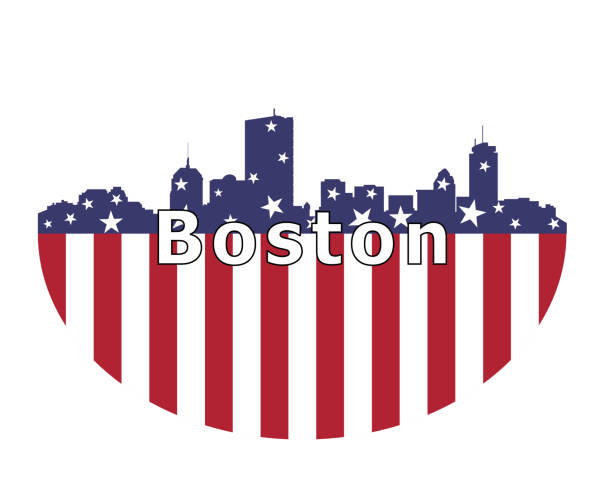 illustrations, cliparts, dessins animés et icônes de le drapeau de la ville de boston et usa - massachusetts flag state insignia