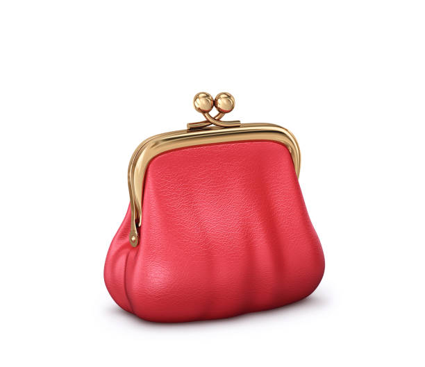 istock Red leather purse isolated on white 1151922516