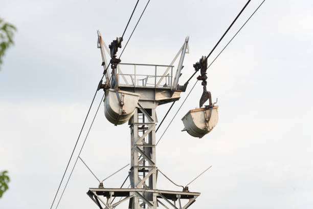 istock Rope cargo line for raw material supply. Freight lift 1151923022