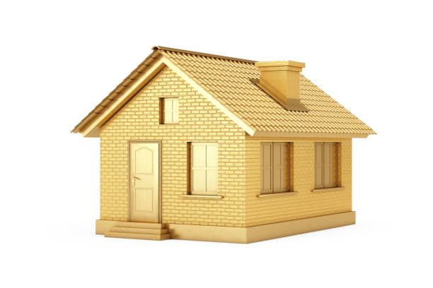 istock Real Estate Concept. Golden House. 3d Rendering 1151924150