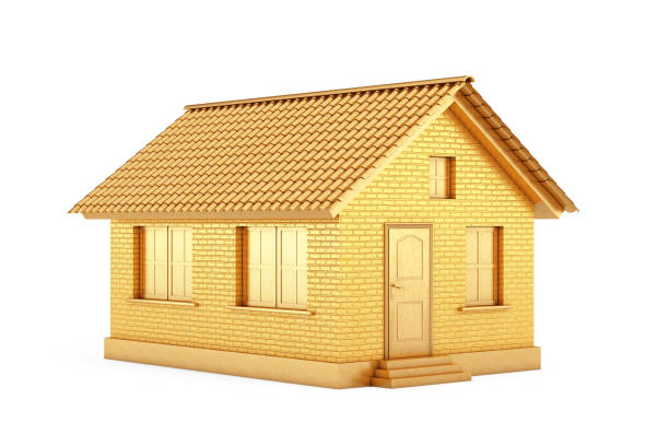 istock Real Estate Concept. Golden House. 3d Rendering 1151924767