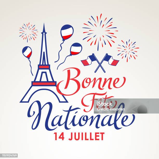 French National Day Celebration Stock Illustration - Download Image Now - Bastille Day, France, French Flag