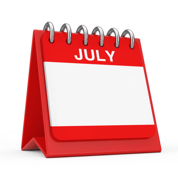 istock Red Desktop Calendar Icon Showing a July Month Page. 3d Rendering 1151925407
