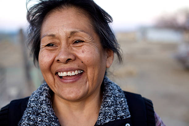 Native american portraits - Navajo Portraits on native American Navajo Indian reservation - Navajo Nation in New Mexico (natural light at sunset) aborigine woman stock pictures, royalty-free photos & images