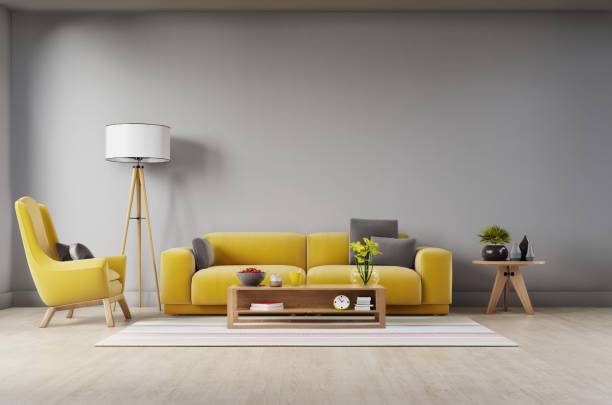 istock Living room with fabric yellow sofa 1151929141