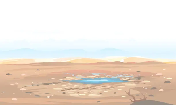 Vector illustration of Dried lake landscape background