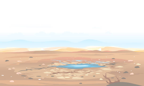 乾燥的湖風景背景 - �旱災 幅插畫檔、美工圖案、卡通及圖標