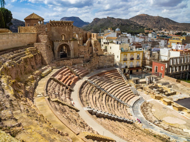 Ruins of roman amphitheater in Cartagena, Spain Ruins of roman amphitheater in Cartagena, Spain in Western Europe cartagena spain stock pictures, royalty-free photos & images