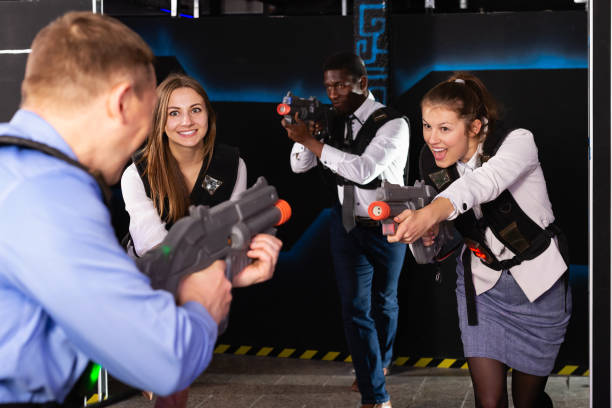 istock men and women co-workers having corporate entertainment 1151932918
