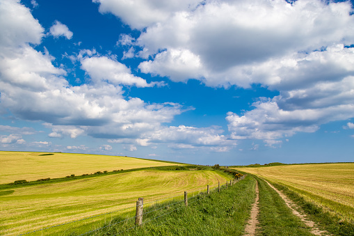 Lovely sunny summer day Dorset countryside local road amazing sky England