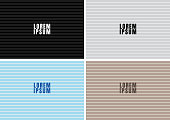 Set of black, white, blue, brown color horizontal bold line pattern texture and background. Letter board style.