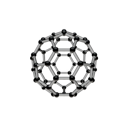 Fullerene model molecule. Isolated on white background. 3D rendering illustration.