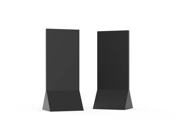istock Free standing Corrugated promotional display paperboard, modern display shelf Cardboard pop standee mock up, 3d illustration 1151950829