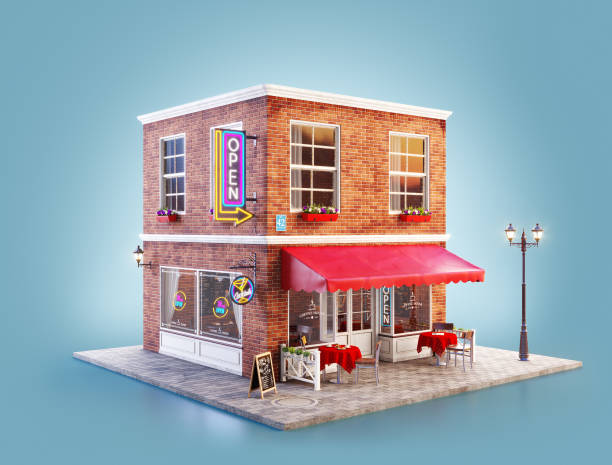 istock Unusual 3d illustration of a cozy cafe 1151952353