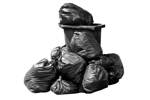 istock Bin,Trash, Garbage, Rubbish, Plastic Bags pile, bin bag garbage dark black isolated on background white 1151953222