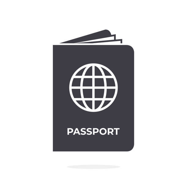 pass-icon auf weißem hintergrund. - reisepass stock-grafiken, -clipart, -cartoons und -symbole