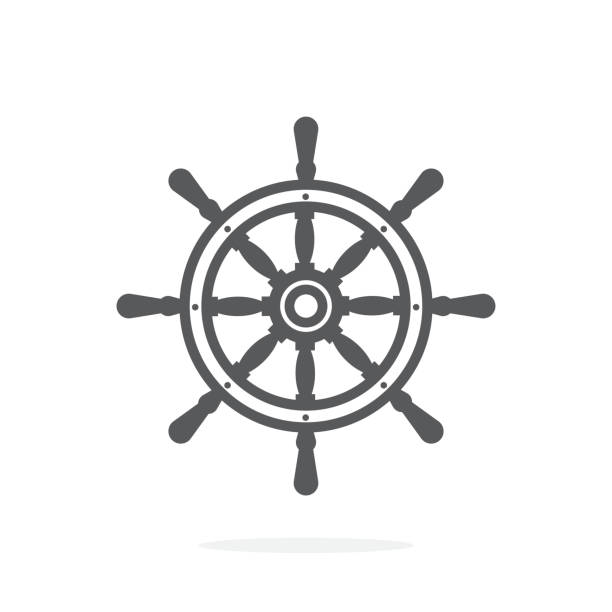 白い背景に船の車輪のアイコン - sailboat sign nautical vessel shape点のイラスト素材／クリップアート素材／マンガ素材／アイコン素材