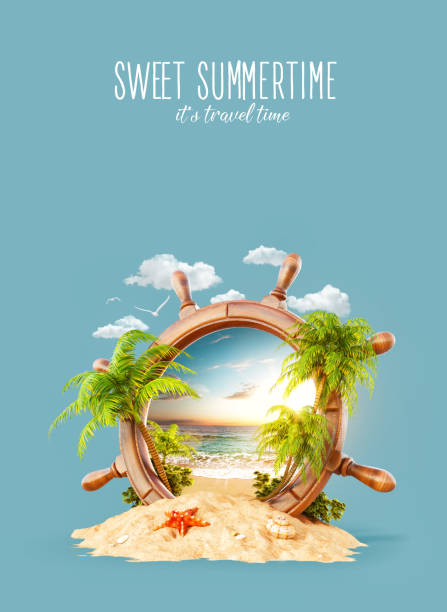 Tropical landscape in a helm
