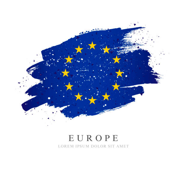 istock Flag of Europe. 12 golden stars. Vector illustration on white background. 1151954843