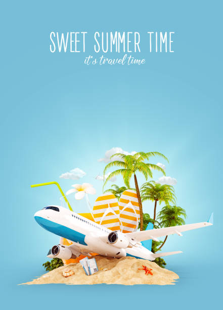 istock airplane and tropical palm on a paradise island 1151955641