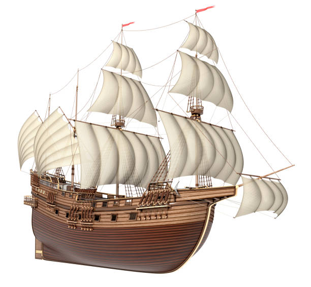 istock Sailing wooden old ship 1151957579