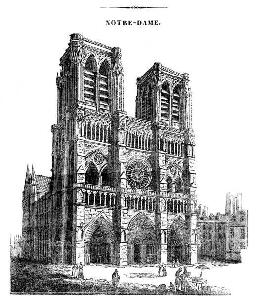 巴黎聖母院例證1839年 - notre dame 幅插畫檔、美工圖案、卡通及圖標