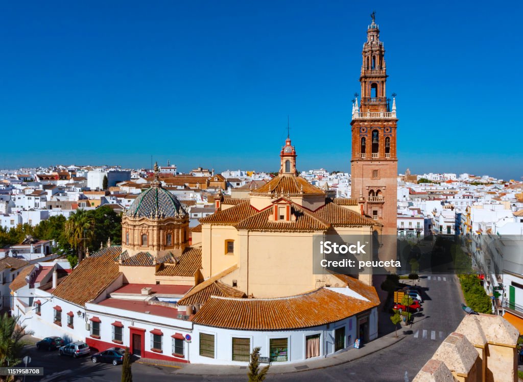 Church of St. Peter (San Pedro) and cityscape of Carmona, province of Seville, Andalusia, Spain Carmona Stock Photo